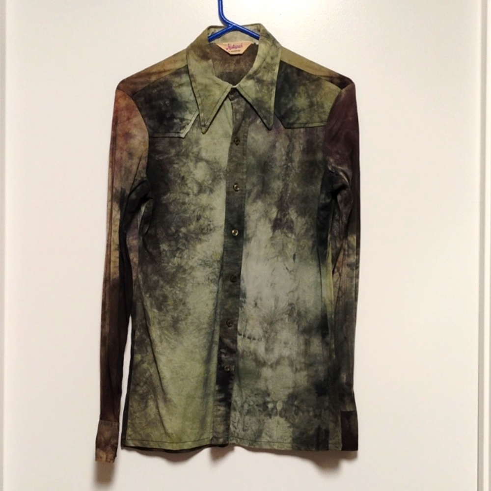 Hutspah 70's Vintage Disco Tie Dye Western Shirt A Grouping Button Down Bg310